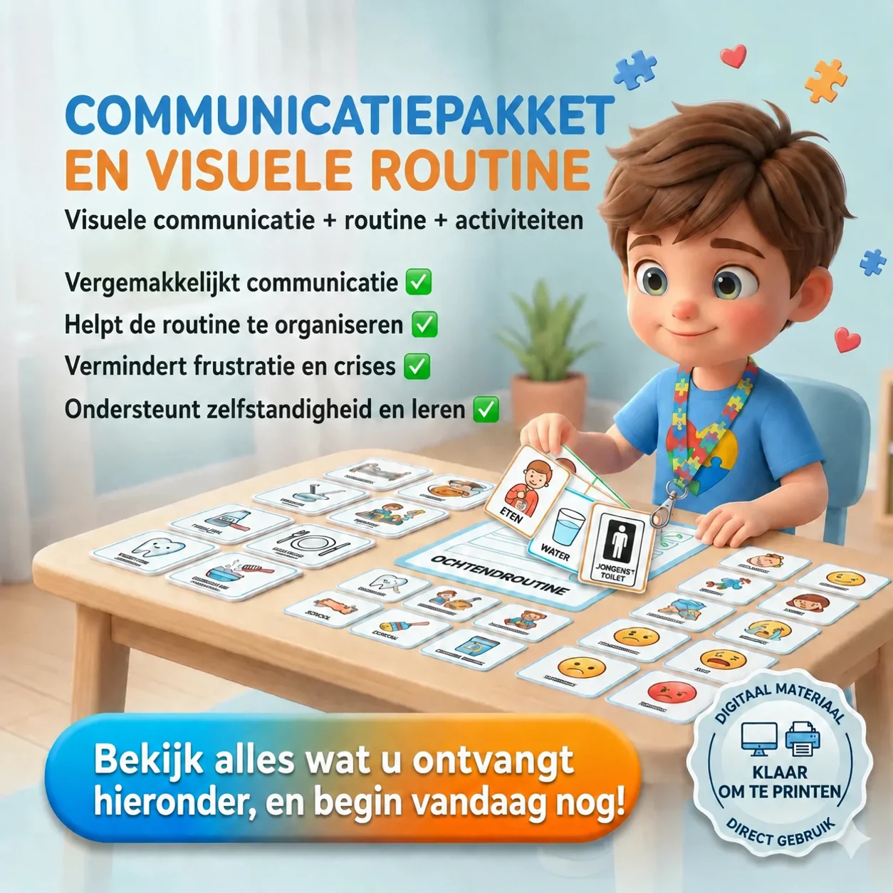 Set voor Communicatie en Visuele Routine – compleet materiaal